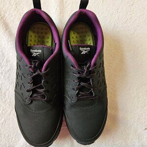 Reebok Women's Exofuse Cushioned Athletic Safety Work Shoe Gray and Plum Size 10